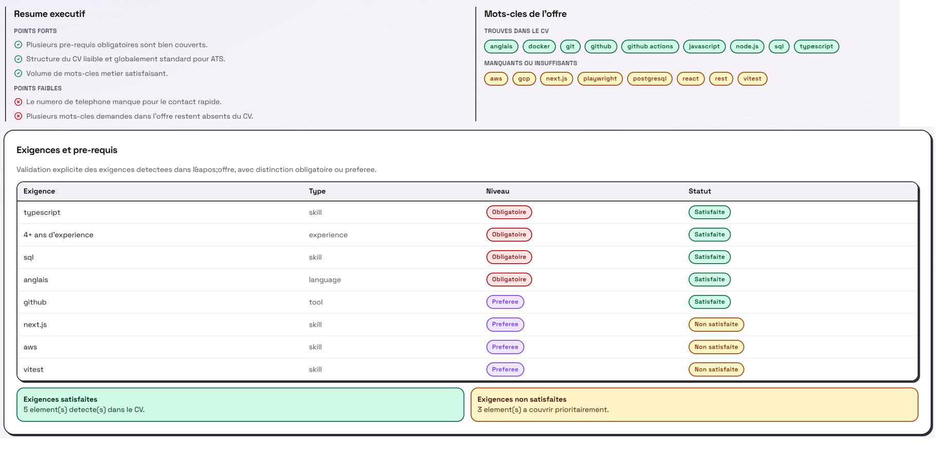 ATS Filter Resume - Analyse ATS explicable de CV — capture 2